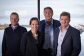 Jimmy Williamson, executive director, net zero, Scottish National Investment Bank; Laura Fidao, investment director, net zero, Scottish National Investment Bank; Jon Machin, executive director, Subsea Micropiles; Derek Robertson, CEO and founder, Subsea Micropiles. Picture: Nick Mailer