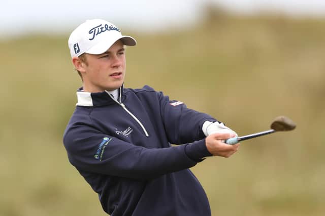Connor Graham hits an approach shot during the second stroke-play qualifying round in the 129th Amateur Championship at Ballyliffin Golf Club in Donegal. Picture: Oisin Keniry/R&A/R&A via Getty Images.