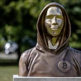 A statue of Satoshi Nakamoto, a presumed pseudonym used by the inventor of Bitcoin, in Graphisoft Park, Budapest  (Picture: Janos Kummer/Getty Images)