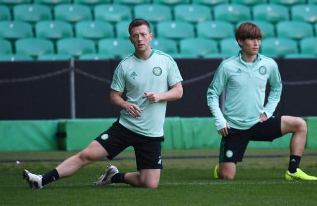 Callum McGregor and Kyogo Furuhashi (right) will miss out in Spain. (Photo by Craig Foy / SNS Group)