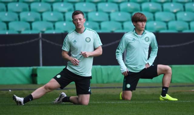 Callum McGregor and Kyogo Furuhashi (right) will miss out in Spain. (Photo by Craig Foy / SNS Group)