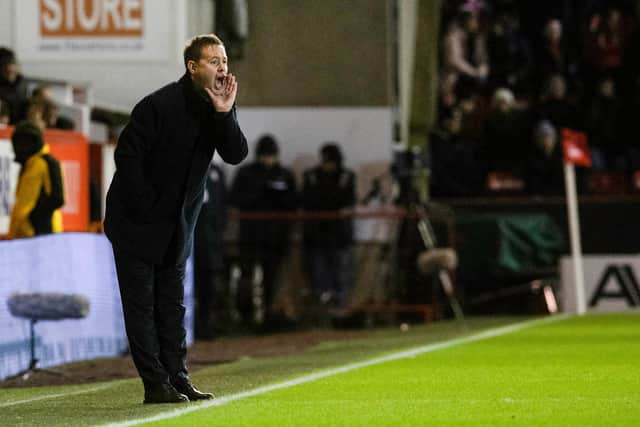 Rangers manager Michael Beale shouts instructions during the 3-2 win last December in Aberdeen.