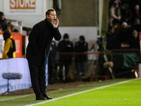 Rangers manager Michael Beale shouts instructions during the 3-2 win last December in Aberdeen.