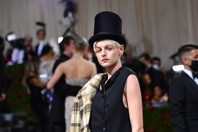 English actress Emma Corrin arrives for the 2022 Met Gala at the Metropolitan Museum of Art Photo by ANGELA WEISS/AFP via Getty Images