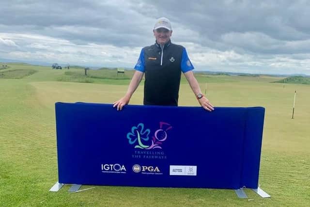 Paul Lawrie after signing for his nine-under-par 63 at Dumbarnie Links. Picture: PGA Scotland