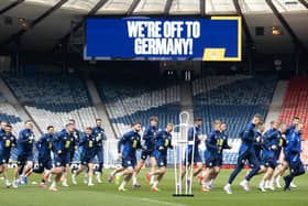 Scotland players train at Hampden ahead of the friendly match against Finland. (Photo by Craig Williamson / SNS Group)