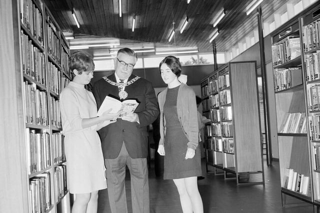Edinburgh Provost Sir Herbert Archbold Brechin tours Blackhall Library in September 1966.