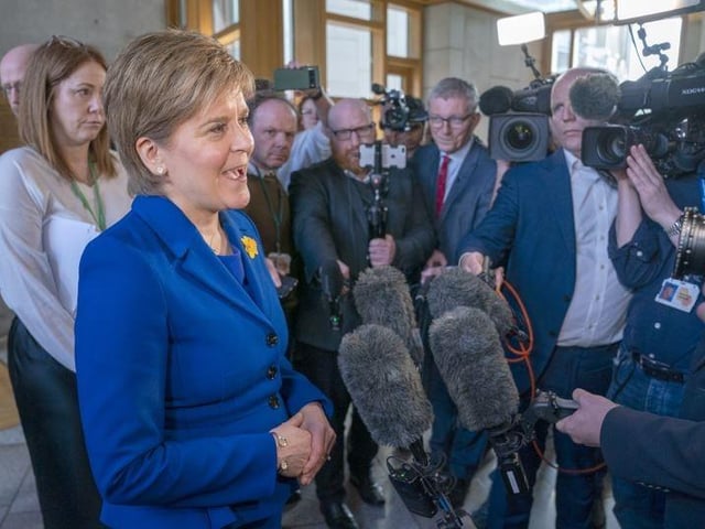 Nicola Sturgeon speaking after FMQs