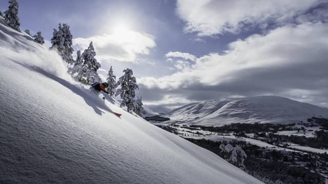 Cameron Lawrence skiing near Braemar in February 2021 during the filming of Grounded PIC: Charlie Wood