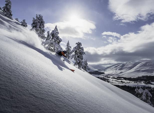Cameron Lawrence skiing near Braemar in February 2021 during the filming of Grounded PIC: Charlie Wood