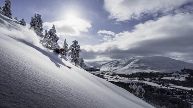 Cameron Lawrence skiing near Braemar in February 2021 during the filming of Grounded PIC: Charlie Wood