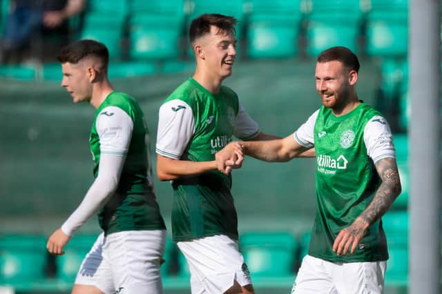 Martin Boyle is congratulated by Stevie bradley after netting the opener