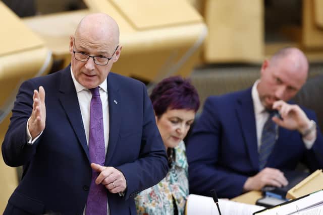EDINBURGH, SCOTLAND - SEPTEMBER 01: Scottish First Minister John Swinney delivers his statement on the 2026 Programme for Government on September 01, 2026 in Edinburgh, Scotland. (Picture: Jeff J Mitchell/Getty Images)