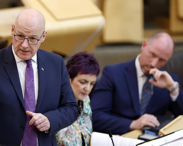 EDINBURGH, SCOTLAND - SEPTEMBER 01: Scottish First Minister John Swinney delivers his statement on the 2026 Programme for Government on September 01, 2026 in Edinburgh, Scotland. (Picture: Jeff J Mitchell/Getty Images)