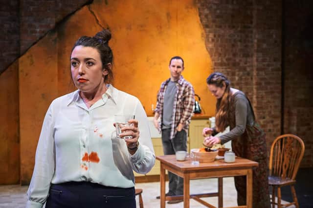 Rachael McAllister (Beth), Joseph Tweedale (Alf) and Trudy Ward (Vee) in To the Bone PIC: Fraser Band
