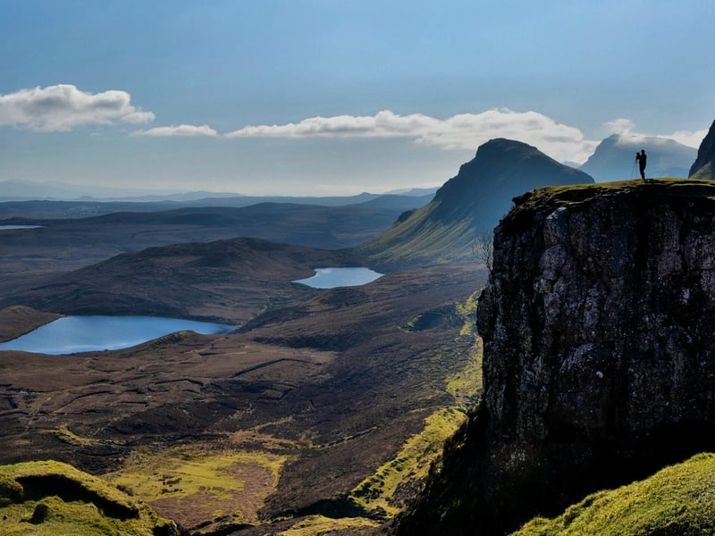 The Quiraing is a landslip situated to the north of the Isle of Skye in the 'Trotternish' area. After only a moderate two-mile hike you can reach the peak of this breathtaking location which offers stunning views of local mountains, lochs and even the seashore.