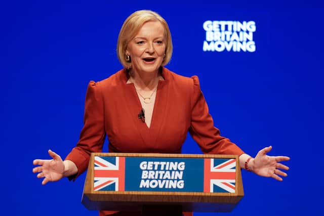 Prime Minister Liz Truss delivers her keynote speech at the Conservative Party annual conference in Birmingham (Picture: Jacob King/PA)