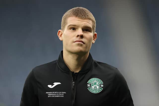 New Hibs forward Chris Mueller.