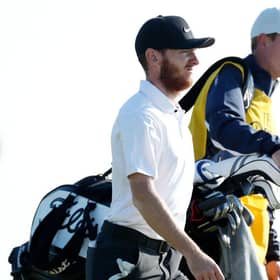 Laird Shepherd and caddie Andrew Davidson are being reunited for his appearance in The Masters. Picture: Oisin Keniry/Getty Images.