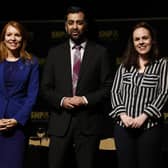 Three flawed candidates, Ash Regan, left, Humza Yousaf, and Kate Forbes, are standing to be the next leader of the SNP (Picture: Jeff J Mitchell/Getty Images)