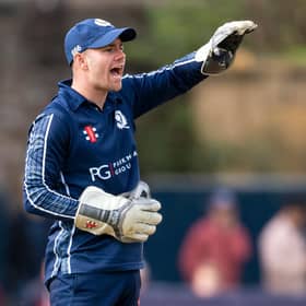 Scotland's Matthew Cross in action during Friday's T20 defeat to Zimbabwe at The Grange, which levelled the series at 1-1 ahead of today's decider.  (Photo by Ross MacDonald / SNS Group)