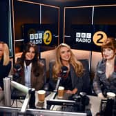 Kimberley Walsh, Cheryl, Nadine Coyle, and Nicola Roberts of Girls Aloud joined Zoe Ball on the Radio 2 Breakfast Show to announce their 2024 arena tour in memory of their late bandmate Sarah Harding.  Photo: BBC/PA Wire