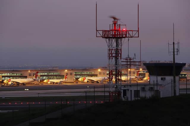 Airplanes are parked at Lisbon's international airport. Picture: AP Photo/Armando Franca