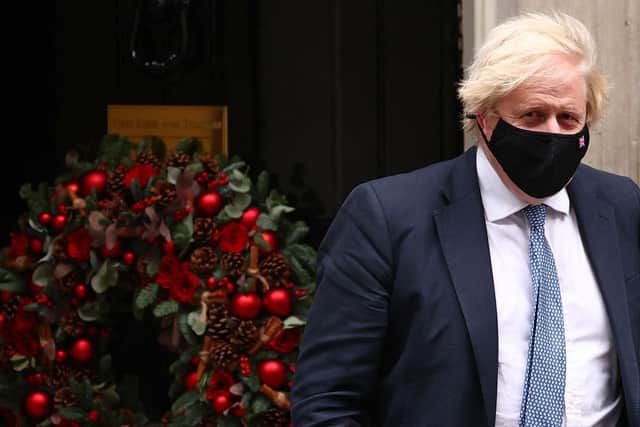 Prime Minister Boris Johnson leaves from 10 Downing Street in central London. Picture: Adrian Dennis/AFP via Getty Images