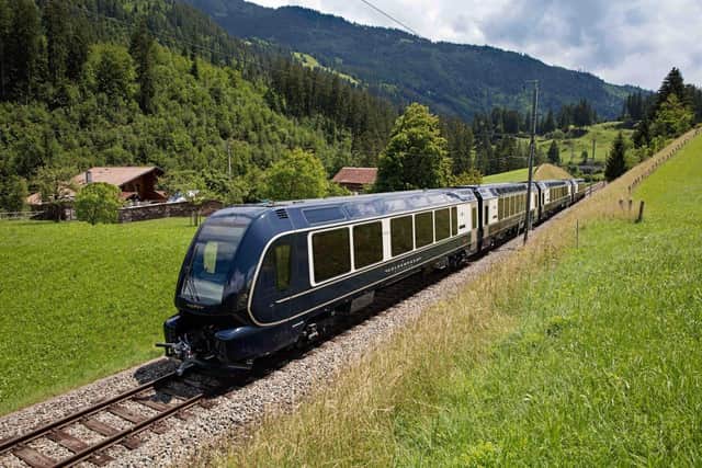 GoldenPass train shown running in Switzerland