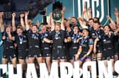 Glasgow Warriors celebrate victory after the United Rugby Championship final against Vodacom Bulls at Loftus Versfeld in Pretoria, South Africa. (Photo by Lee Warren/Gallo Images/Getty Images)