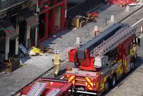 Members of the Scottish Fire and Rescue Service at the scene of a fire, as the cost to maintain fire service buildings in Scotland has risen by more than 56 per cent in the last five years, figures show. Picture: Andrew Milligan/PA Wire