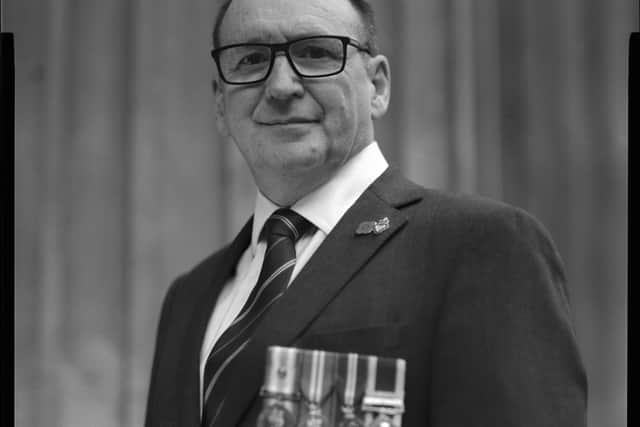 Rear Admiral Beverstock as he looks today. He was one of two trainee officers aboard HMS Ambuscade, protecting "high value assets" and escorting ships into San Carlos Bay, nicknamed "Bomb Alley".