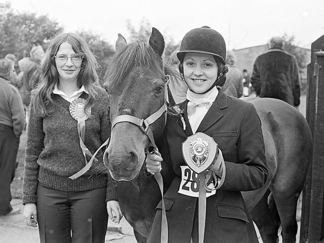 Rider and horse after their rosette win in 1980 at Annesley