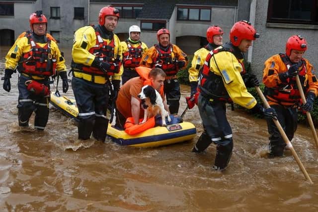 Dogs were evacuated alongside their owners in Brechin, Scotland 