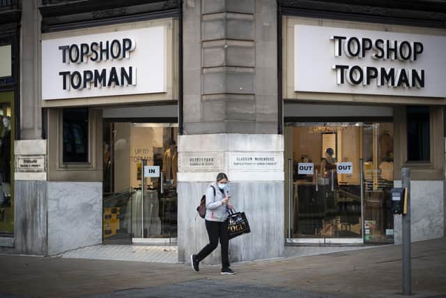 Topshop Topman store on Princes Street, Edinburgh, part of Sir Philip Green's Arcadia Group which has gone bust, putting 13,000 jobs at risk. Photo credit: Jane Barlow/PA Wire