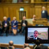Lord High Commissioner Lord Hodge addressed the Assembly over Zoom.  Picture: Andrew O'Brien.