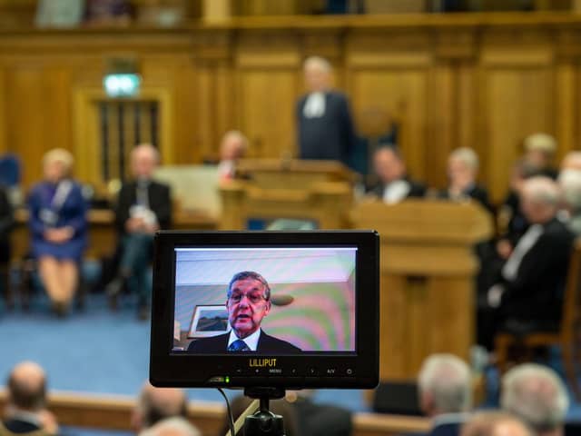 Lord High Commissioner Lord Hodge addressed the Assembly over Zoom.  Picture: Andrew O'Brien.