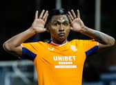 Alfredo Morelos cups his ears after scoring to make it 1-1 against Kilmarnock on Wednesday. (Photo by Alan Harvey / SNS Group)