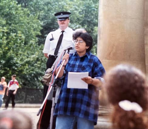 Ranjit Kaur addressing a rally around 1990