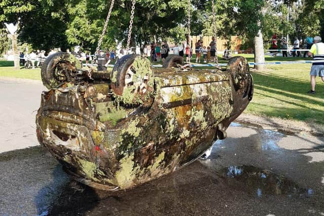 A car was recovered from the Forth and Clyde Canal at Lock 16 in Camelon. Picture: Craig Sear, Scottish Canals maintenance supervisor.