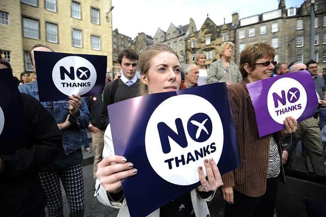 Supporters of the pro-union Better Together campaign at a rally ahead of the 2014 Scottish independence referendum (Picture: Andy Buchanan/AFP via Getty Images)