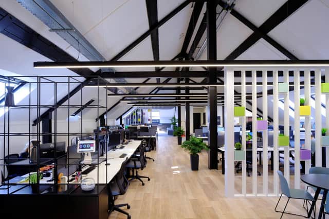 Part of the interior of McLellan Works offering office accommodation.