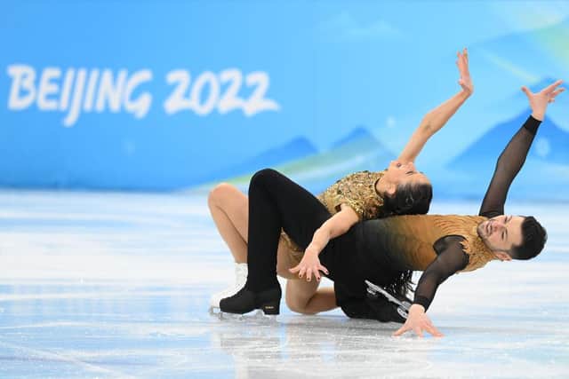 Lilah Fear and Lewis Gibson skating at the Beijing 2022 Winter Olympic Games earlier this year.