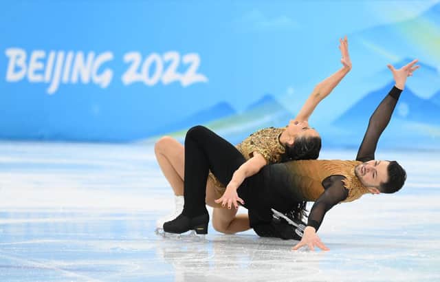 Lilah Fear and Lewis Gibson skating at the Beijing 2022 Winter Olympic Games earlier this year.