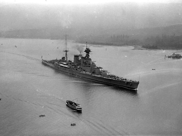 Built at John Brown’s yard in Clydebank and launched in 1918, HMS Hood was the pride of the Royal Navy and the most famous battleship in Britain upon the outbreak of war in 1939. Known as ‘The Mighty Hood’, the battle-cruiser was employed to protect convoys in the North Sea and as a general deterrent against invasion. In 1941 the Hood was ordered to intercept the Bismarck - the largest battleship ever built by the German navy - and prevent her reaching the Atlantic where she would pose a threat to Allied shipping. On May 24 the Hood and HMS Prince of Wales spotted the Bismarck and opened fire. Less than 10 minutes later, a German shell struck the Hood and exploded her main ammunition magazine. The battleship sank within three minutes with the loss of all but three of her 1418 crew. It remains one of the blackest days in Royal Navy history and was a huge blow to British morale. The Bismarck was sunk two weeks later after being tracked by HMS Ark Royal. The wreck of the Hood was finally located in 2001 and one of her two ship’s bells was retrieved in 2015.