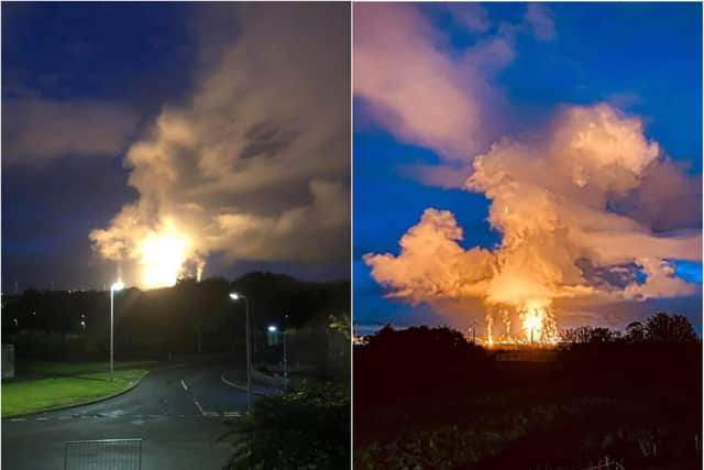 The flaring above Mossmorran chemical plant in Fife. Pic: Ash Alay/ Elaine Green