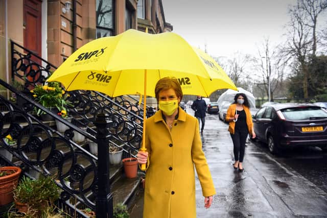 Scotland's First Minister Nicola Sturgeon campaigns in the First Minister's Glasgow Southside constituency in Glasgow. Picture: PA