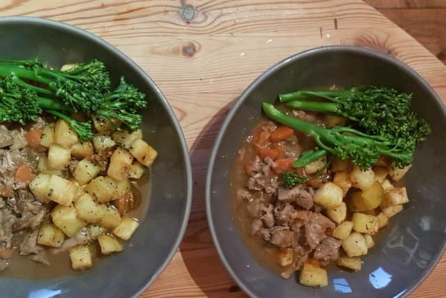 Lamb navarin, parmentier potatoes and broccoli