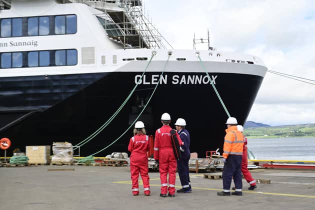 The long-delayed Glen Sannox ferry at the Ferguson Marine shipyards. Picture: John Devlin
