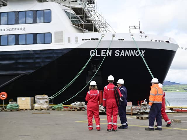 The long-delayed Glen Sannox ferry at the Ferguson Marine shipyards. Picture: John Devlin